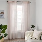 IKEA BYMOTT fon perde/2 kanat beyaz-bej-çizgili - 80509971