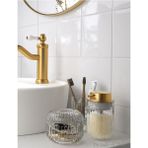 IKEA Cam 3'lü Cam Banyo Lavabo Seti - Diş Fırçalık, Cam Kutu, Sabunluk Beyaz - 0
