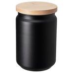 IKEA Çay Kahve Kavanozu,Siyah Renk 1 lt Siyah Cam-Bambu Kapak