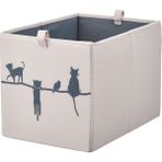 IKEA Düzenleyici Kedi Desenli Kare Kutu Evdüzeni Düzenleme Saklama Kutusu 26X37X26 cm Bej Oyuncak Kutusu