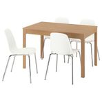 IKEA EKEDALEN/LIDAS/SEFAST yemek masası takımı meşe-beyaz/krom kaplama - 09571203