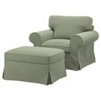 IKEA EKTORP tekli koltuk ve puf hakebo gri-yeşil - 29553873