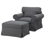 IKEA EKTORP tekli koltuk ve puf hakebo koyu gri - 59553876