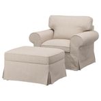 IKEA EKTORP tekli koltuk ve puf kilanda açık bej - 19553864