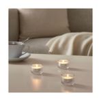 IKEA Fınsmak Tealight Cam Mumluk, Saydam Cam 3 Adet