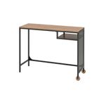 IKEA Fjällbo Siyah 100x36 Cm Çalışma Masası Rustik Metal Ve Masif Ahşap