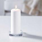 IKEA Glasıg Cam Mum Tabağı 10X10 cm Kare Desenli Sabit Duran Kullanışlı Tasarım