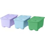 Ikea Glis Kapaklı Kutu 17X10 cm 3 Parça - Lila Mavi Yeşil - Lila - Mavi - Yeşil