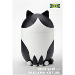 IKEA GREJSIMOJS - Kedi Figürlü Kapaklı Saklama Kutusu - Siyah Beyaz