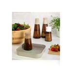 IKEA Gri-Bej 17X17 Cm Tepsi, 2 Adet 19 Cm Yağdanlık, 2 Adet 12 Cm Tuzluk-Biberlik 5Li Set 005.234.436666