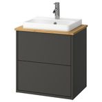 IKEA HAVBACK/ALSKEN/ORRSJÖN lavabo dolabı kombinasyonu koyu gri-bambu - 49521353