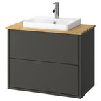 IKEA HAVBACK/ALSKEN/ORRSJÖN lavabo dolabı kombinasyonu koyu gri-bambu - 69521385