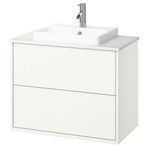 IKEA HAVBACK/TOLKEN/ORRSJÖN lavabo dolabı kombinasyonu beyaz-beyaz mermer görünüm - 49521372