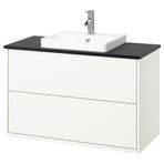 IKEA HAVBACK/TOLKEN/ORRSJÖN lavabo dolabı kombinasyonu beyaz-siyah mermer görünüm - 49514102