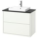IKEA HAVBACK/TOLKEN/ORRSJÖN lavabo dolabı kombinasyonu beyaz-siyah mermer görünüm - 79521375