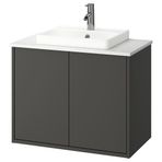 IKEA HAVBACK/TOLKEN/ORRSJÖN lavabo dolabı kombinasyonu koyu gri-beyaz mermer görünüm - 39529972