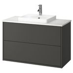 IKEA HAVBACK/TOLKEN/ORRSJÖN lavabo dolabı kombinasyonu koyu gri-beyaz mermer görünüm - 69521535