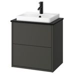 IKEA HAVBACK/TOLKEN/ORRSJÖN lavabo dolabı kombinasyonu koyu gri-siyah mermer görünüm - 19590574