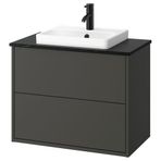 IKEA HAVBACK/TOLKEN/ORRSJÖN lavabo dolabı kombinasyonu koyu gri-siyah mermer görünüm - 39590568