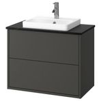 IKEA HAVBACK/TOLKEN/ORRSJÖN lavabo dolabı kombinasyonu koyu gri-siyah mermer görünüm - 59521376