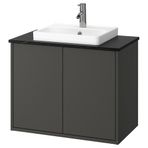 IKEA HAVBACK/TOLKEN/ORRSJÖN lavabo dolabı kombinasyonu koyu gri-siyah mermer görünüm - 69529975
