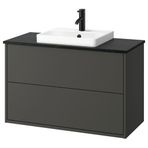 IKEA HAVBACK/TOLKEN/ORRSJÖN lavabo dolabı kombinasyonu koyu gri-siyah mermer görünüm - 79590571