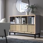 IKEA KALLAX açık raf ünitesi gri-ahşap görünümlü-siyah - 89442679