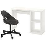 IKEA KALLAX/ELDBERGET çalışma masası ve sandalye beyaz-koyu gri siyah - 59555012