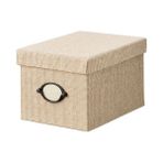IKEA Kapaklı Kutu 18X25X15 cm Bej Düzenleme-Raf-Ünite Kutusu Kulplu Toparlayıcı Kutu