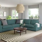 IKEA KIVIK 5'li köşe kanepe kelinge gri-turkuaz - 09443017