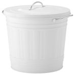 IKEA Knodd Beyaz 16 lt Kapaklı Metal Çöp Kovası