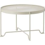 IKEA Krokholmen Bej Sehpa Yuvarlak Model Bahçe Sehpası Metal Örgülü - 44x73