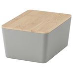 IKEA KUGGIS kapaklı kutu açık gri-bambu - 09596816