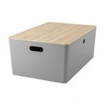 IKEA KUGGIS kapaklı kutu açık gri-bambu - 29596815
