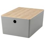 IKEA KUGGIS kapaklı kutu açık gri-bambu - 69596818