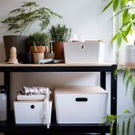 IKEA KUGGIS kapaklı kutu beyaz-bambu - 39561288