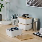 IKEA KUGGIS kapaklı kutu beyaz-bambu - 69561282