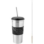 IKEA LANESPELARE kapaklı ve pipetli bardak, siyah