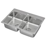 IKEA LANGUDDEN/LILLVIKEN çift gözlü eviye paslanmaz çelik - 19157487