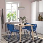 IKEA LISABO/KRYLBO mutfak masası takımı dişbudak kaplama-Tonerud mavi - 99535545