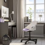IKEA LOBERGET/MALSKAR çalışma sandalyesi beyaz siyah-lila