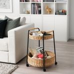 IKEA LUBBAN tekerlekli yan sehpa rattan-antrasit - 50434307