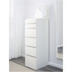 IKEA Malm, Aynalı 6 Çekmeceli Şifonyer, 40X123 Cm, Beyaz Renk