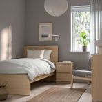 IKEA MALM/LURÖY/VESTERÖY tek kişilik karyola ağartılmış meşe kaplama - 59544033