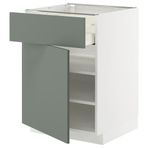 IKEA METOD/MAXIMERA kapaklı ve çekmeceli alt dolap NICKEBO mat gri-yeşil - 49565846