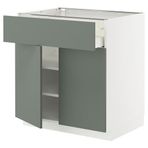 IKEA METOD/MAXIMERA kapaklı ve çekmeceli alt dolap NICKEBO mat gri-yeşil - 79565680