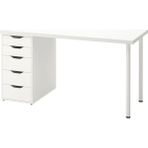 IKEA Modern Tasarımlı 5 Çekmeceli MDF Bilgisayar Masası Dayanıklı Yapı ile 140x60 Cm - Beyaz