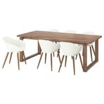 IKEA MÖRBYLANGA/GRÖNSTA yemek masası takımı meşe kaplama kahverengi vernikli/beyaz - 49569321