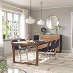 IKEA MÖRBYLANGA/KARLPETTER/SEFAST yemek masası takımı meşe kaplama kahverengi-Gunnared orta gri/krom kaplama - 29516772