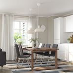 IKEA MÖRBYLANGA/LILLANAS yemek masası takımı meşe kaplama kahverengi vernikli-krom kaplama-Gunnared koyu gri - 29495185